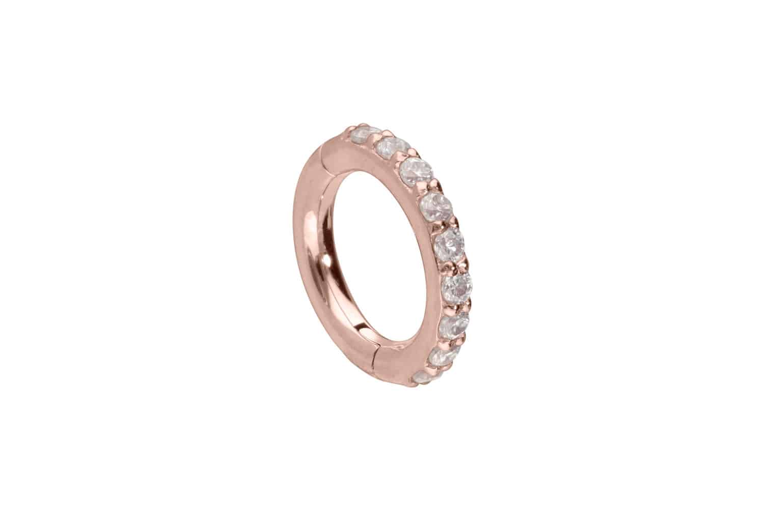 14/18 Karat Gold Segmentring Clicker Piercing EINGEFASSTE MOISSANITE